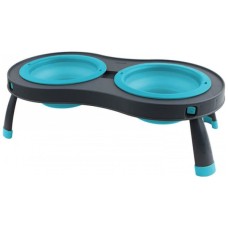 Посуд для собак Dexas Миска подвійна на складній підставці-велика 600 мл блакитна (0084297306892)