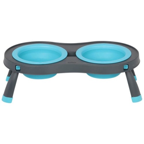 Посуд для собак Dexas Миска подвійна на складній підставці-велика 600 мл блакитна (0084297306892)