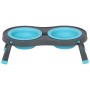 Посуд для собак Dexas Миска подвійна на складній підставці-велика 600 мл блакитна (0084297306892)