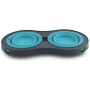 Посуд для собак Dexas Миска подвійна на складній підставці-велика 600 мл блакитна (0084297306892)
