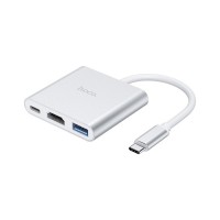 Концентратор HOCO USB-C to USB3.0+HDMI+PD HB14 Silver (6931474725790)