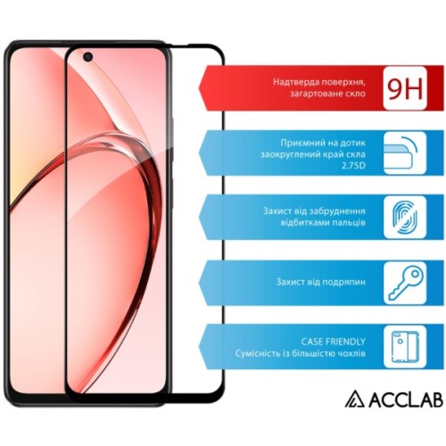 Скло захисне ACCLAB Full Glue Oppo A3x Black (1283126598890)