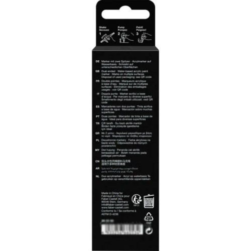 Набір маркерів Faber-Castell акриловий двобічний Black Edition Shake & Paint Acrylic Marker, колір чорний (33107)
