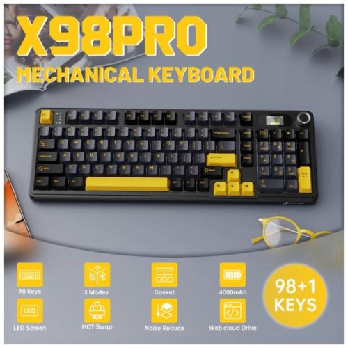 Клавіатура Attack Shark X98 Pro RGB Wireless/Bluetooth/USB UA Star Black (X98PROSB_AS)