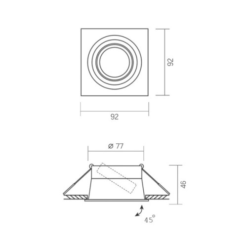 Світильник точковий Videx під лампу GU10 врізний Квадрат Чорний (VL-SPF09S-B)