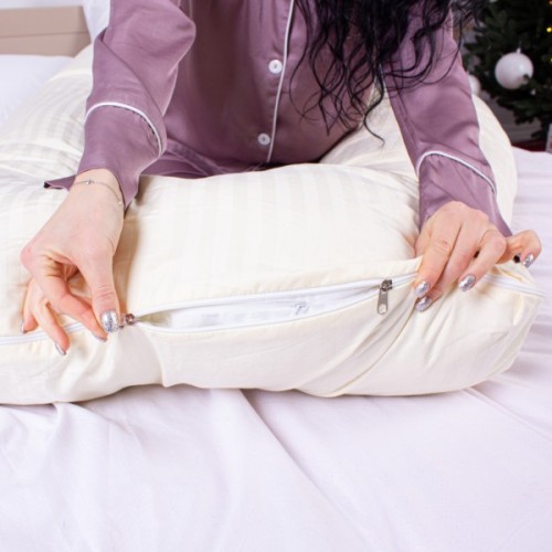 Подушка MirSon для вагітних і відпочинку Satin Stripe №8025 U-подібна Soft Yellow (2200006178637)