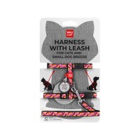 Шлея для котів Waucat Nylon з QR паспортом "Банани на рожевому" пластиковий фастекс (329-4055)