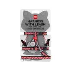 Шлея для котів Waucat Nylon з QR паспортом "Банани на рожевому" пластиковий фастекс (329-4055)