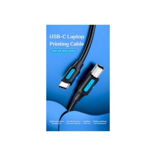 Кабель для принтера USB-C 2.0 to BM 2.0m 2.4А 480Mbps Vention (CQUBH)
