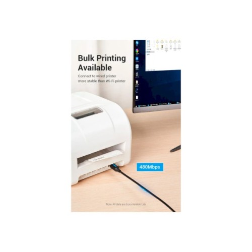 Кабель для принтера USB-C 2.0 to BM 2.0m 2.4А 480Mbps Vention (CQUBH)