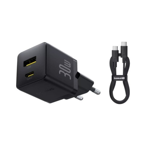 Зарядний пристрій Baseus 1xUSB-C 30W + 1xUSB + cable USB-C to USB-C 60W 1.0m (P1011160A113-01)