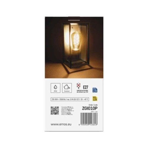 Світильник EMOS E27 15 Вт IP44 (ZGI010P)