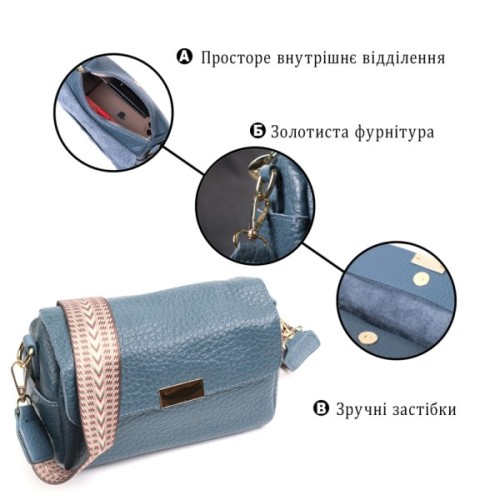 Сумка Vintage Шкіряна жіноча Синя (22402)