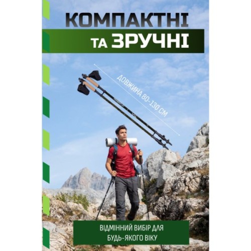 Палиці для скандинавської ходи PowerPlay 9105 Sisu Black/Gold 80-135 см (PP_9105_SISU)