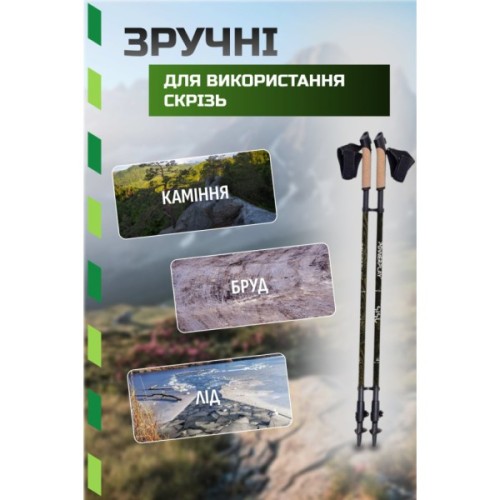 Палиці для скандинавської ходи PowerPlay 9105 Sisu Black/Gold 80-135 см (PP_9105_SISU)