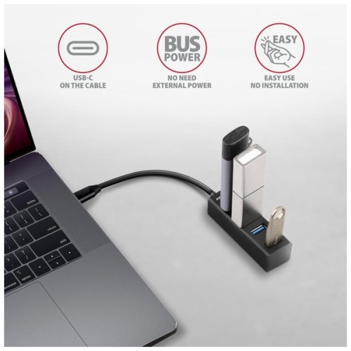 Концентратор AXAGON USB-C to 4xUSB 3.0 0.2m black (HUE-M1C)