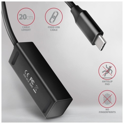 Концентратор AXAGON USB-C to 4xUSB 3.0 0.2m black (HUE-M1C)