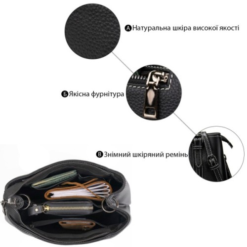 Сумка Vintage Жіноча у шкірі флотар Чорна (14861)