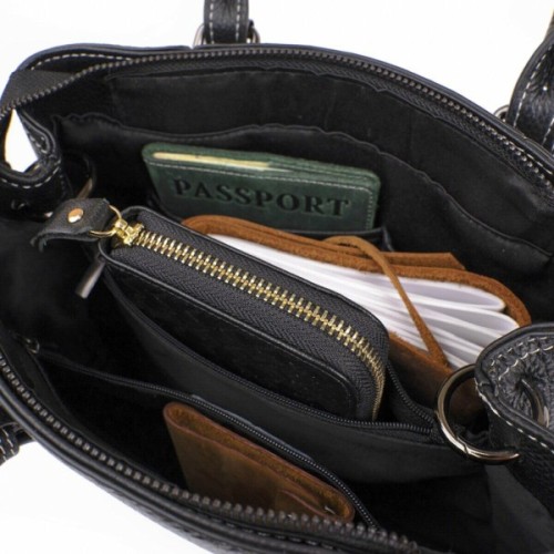 Сумка Vintage Жіноча у шкірі флотар Чорна (14861)