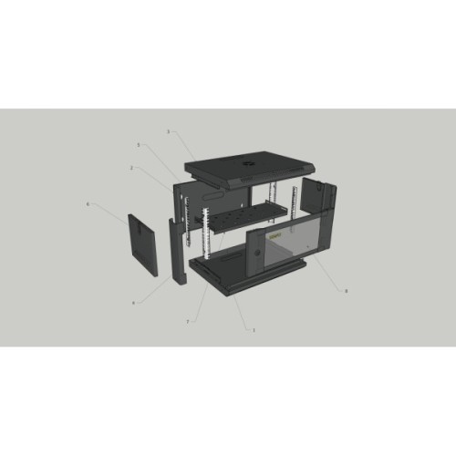 Шафа настінна GEAR 12U 19'' 600x600x600 мм, + полка 19", black (GWMSN-12U-600-600)