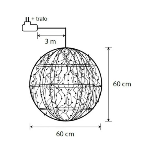 Прикраса декоративна Luca Lighting Куля Срібна мерехтлива D60 см 320 led (8718861660982)