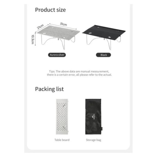 Туристичний стіл Naturehike CNK2450JJ024, 31х21 см, алюміній, чорний (6927595791868)