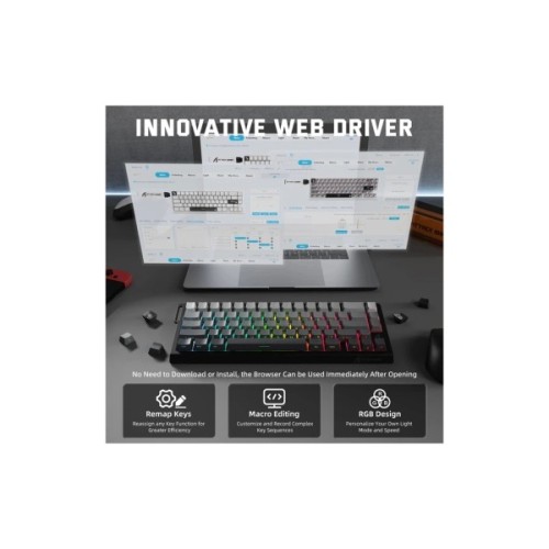 Клавіатура Attack Shark X68 Pro HE RGB Wireless/Bluetooth/USB UA Black (X68PROHEML_AS)