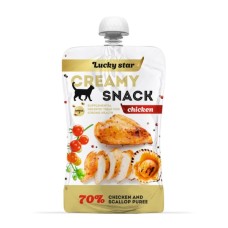Ласощі для котів Lucky Star Лагідне пюре з м'яса курки та тихоокеанських морських гребінців 85 г (4820281500275)