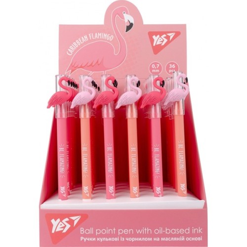 Ручка кулькова Yes Caribbean flamingo 0,7 мм синя (412003)