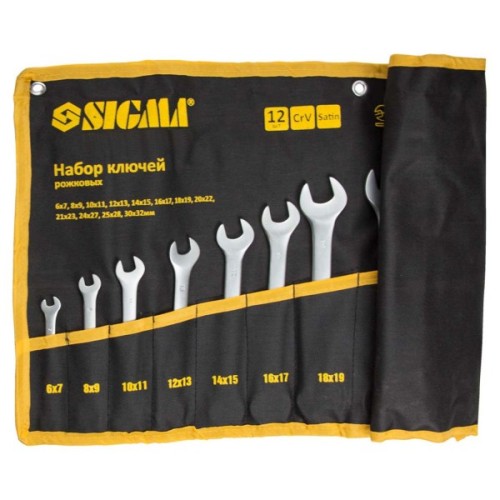 Ключ Sigma набір ріжкових 12шт 6-32мм CrV satine, тк чохол (6010341)