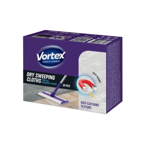 Серветки для прибирання Vortex Сухі Для підмітання підлоги 10 шт. (4823071667417)