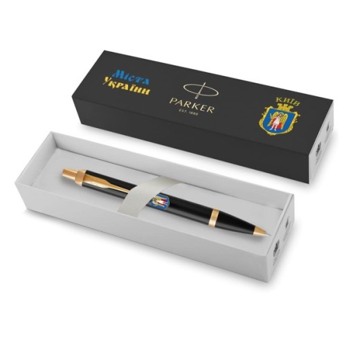 Ручка кулькова Parker IM 17 CITY Black GT BP Герб Києва (22032_C0010u)