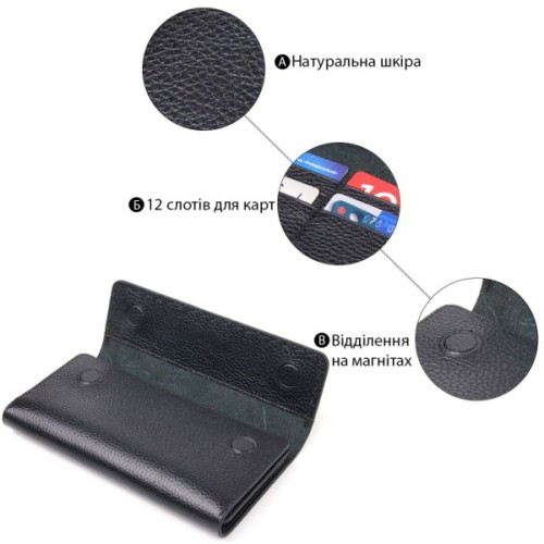 Гаманець Canpellini З натуральної шкіри Чорний (21662)