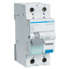 Диференціальний автоматичний вимикач Hager 1-п.+N 10A B 30mA (6kA) A (B) (ADA910D)