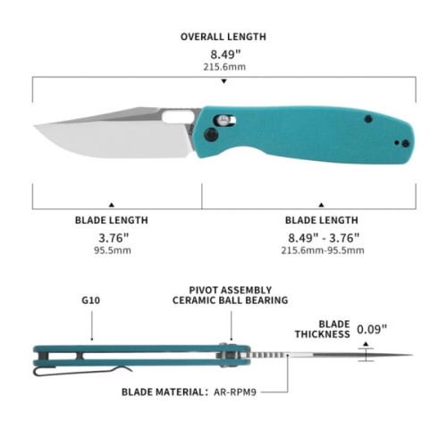 Ніж CJRB Prado Aqua Green (J1936-AG)