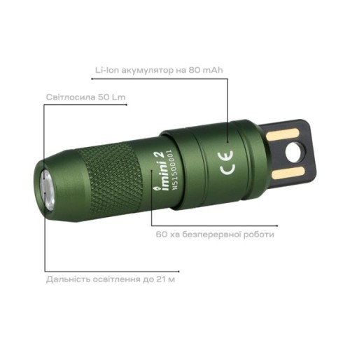 Ліхтар Olight Imini 2 OD Green (0.0000.0762)