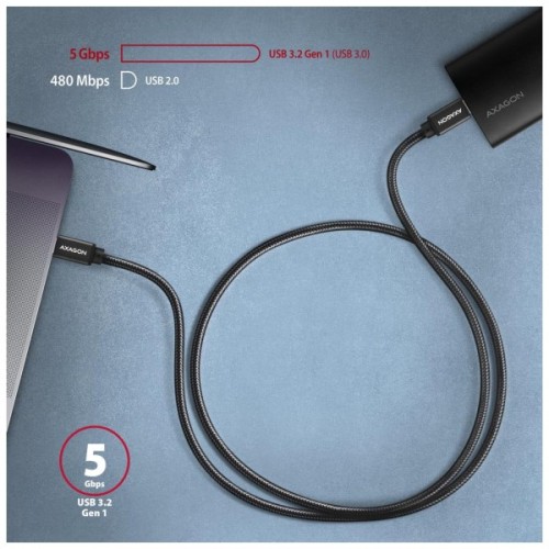 Дата кабель USB-C to USB-C 3.0m v3.2 Gen 1 PD 60W 3A black AXAGON (BUCM3-CM30AB)