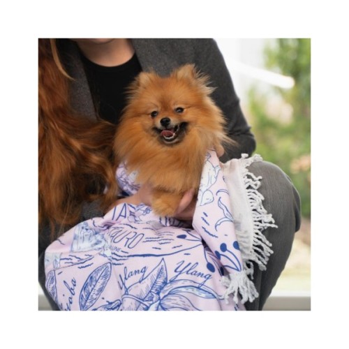 Рушник для тварин Tauro Pro Line з мікрофібри круглий рожевий з китицями 150х150 см (TPLRAN70381)