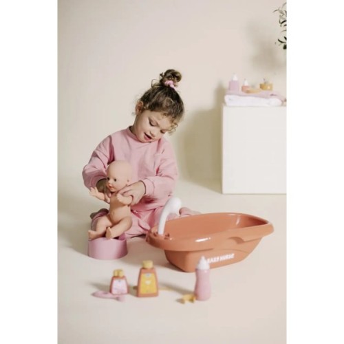 Ігровий набір Smoby Ванна для пупса Бебі Ньорс. Терракотова пудра з аксес., 42 см (7600220383)