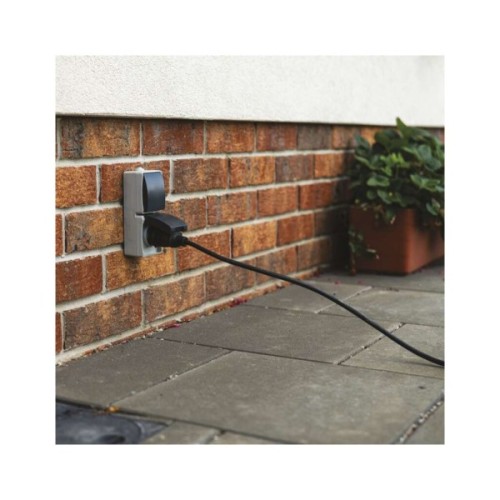 Розетка EMOS + вимикач прохідний вертикальний зовнішній сірий IP44 (A1396.4)