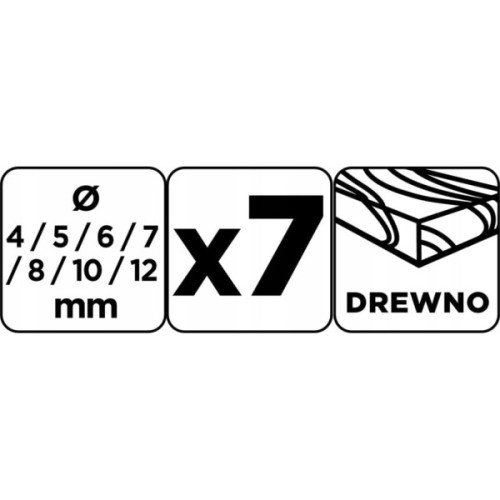 Набір свердл Graphite по дереву, подовжені, 4–8,10,12x300мм, 7шт (54T573)
