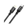Дата кабель USB-C to Lightning 1.0m 3A 20W nylon X14 black HOCO (6931474752192)