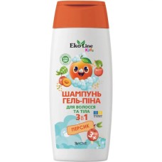 Дитячий шампунь EcoLine KIDS 3 в 1 (шампунь-гель-піна) персик 250 мл (4823115503558)