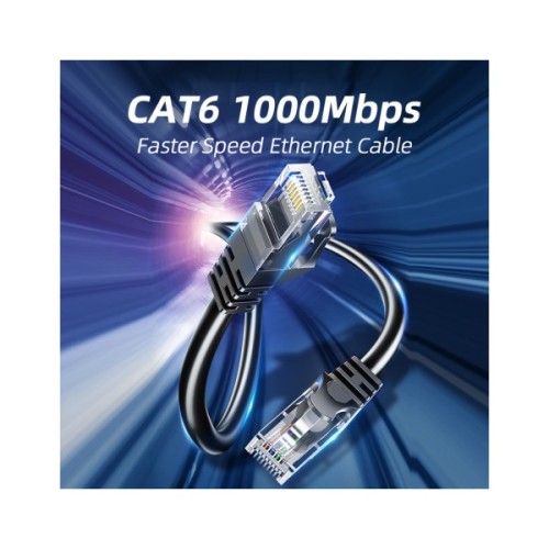 Патч-корд 15м UTP cat 6 RJ45 TopSpeed Ethernet Round Cable Black Essager (EXCWXY-JSE01)