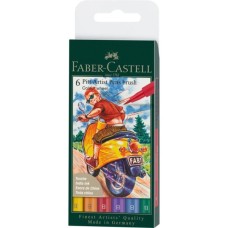 Лайнер Faber-Castell набір капілярних ручок пензликів PITT Artist Pens Brush, 6 кольорів (32105)