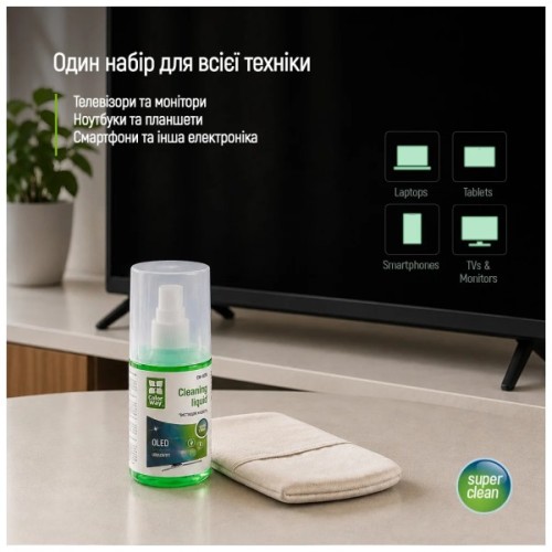 Спрей для очищення ColorWay Screens Cleaning Kit TV/OLED/LED/LCD 200ml + Microfibre (CW-2200)