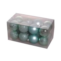 Ялинкова іграшка Chomik пластикові кульки 16 шт, 6 см, мікс бірюзові (5900779832602_1)