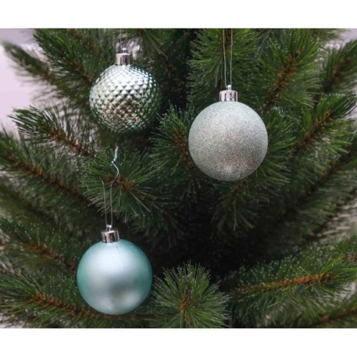 Ялинкова іграшка Chomik пластикові кульки 16 шт, 6 см, мікс бірюзові (5900779832602_1)