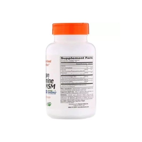 Вітамінно-мінеральний комплекс Doctor's Best Вегетаріанський Глюкозамін Хондроітин і МСМ, Glucosamine Cho (DRB-00500)