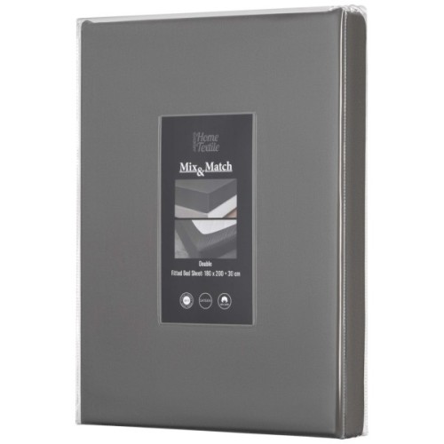 Простирадло Ardesto на резинці Mix&Match Premium, 100% бавовна, сатин сірий 180х200+30 см (ART1820FSY)